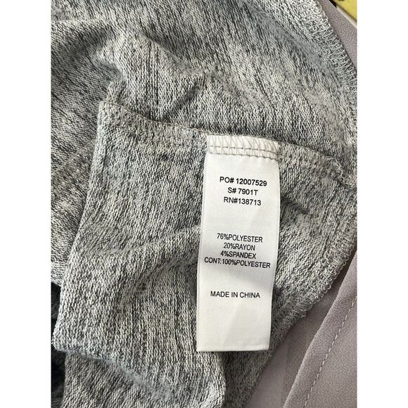 Ladies Small Knit Sleeveless Long Blouse Tunic Gray Gold Metallic Satin Trim NWT - Picture 4 of 5